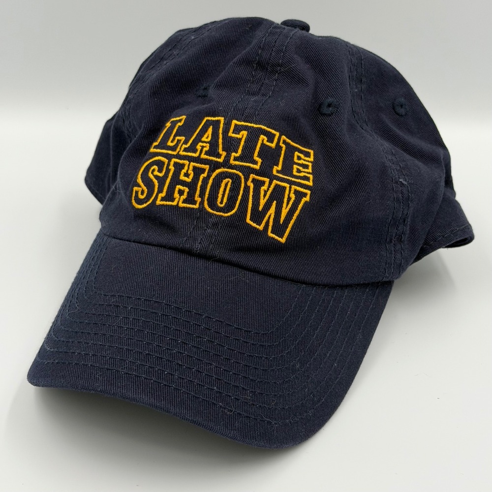 Late Show David Letterman Worldwide Pants Navy Embroidered Hat Cap Adjustable